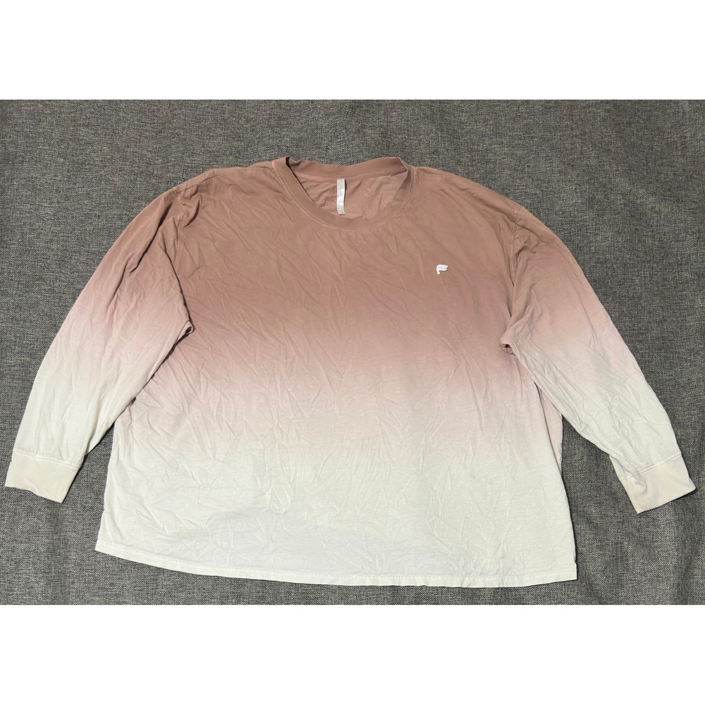 Fabletics Womens XL Long Sleeve T-Shirt Ombre Brown White LS2250935-5580-17090